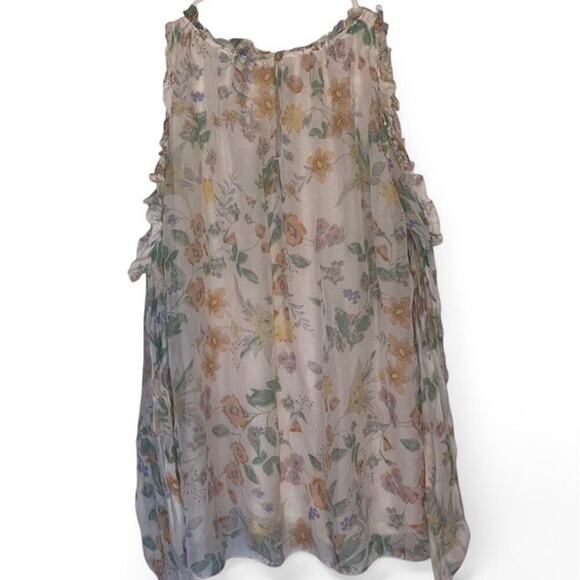 Women’s Giusy floral open shoulder blouse Made in Italy size S 100% silk shell - Picture 3 of 5